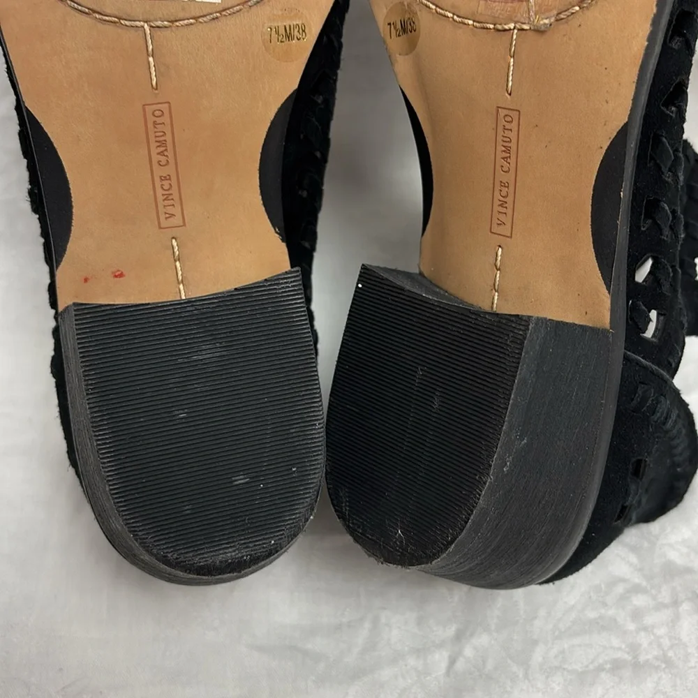Vince Camuto Black Suede Ankle Booties with Perforated Design